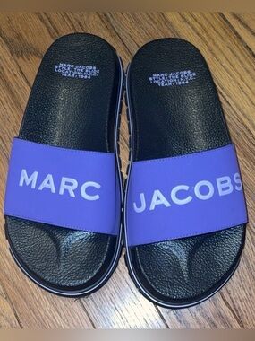 Marc Jacobs Purple and Black Slide Sandals